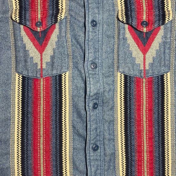 Vintage RRL Ralph Lauren Southwestern Polo Jacquard Chimayo Long Sleeve Workshir - Picture 4 of 11